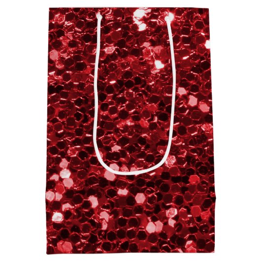 Red Faux Glitter Medium Cadeauzakje (Achterkant)