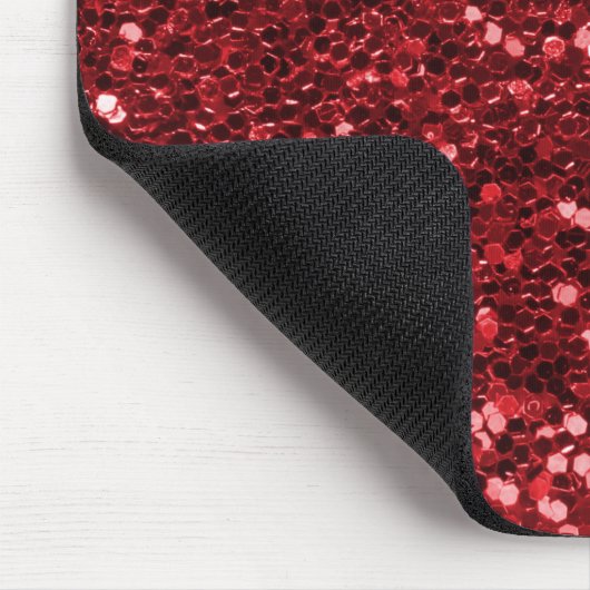 Red Faux Glitter Muismat (Hoek)