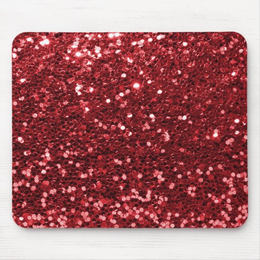 Red Faux Glitter Muismat (Voorkant)