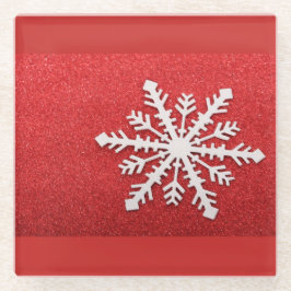 Red Faux Glitter Snowflake Drank Glazen Onderzetter