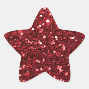 Red Faux Glitter Ster Sticker