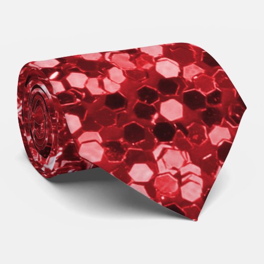 Red Faux Glitter Stropdas (Opgerold)