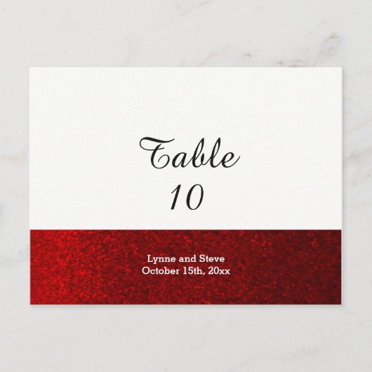 Red Faux Glitter Table Seating Kaart (Voorkant)