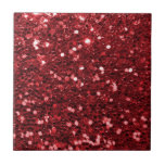 Red Faux Glitter Tegeltje<br><div class="desc">Glamoureus grote rode faux glitter.
Let op:  Dit zijn platte grafische afbeeldingen - geen verhoogde onderdelen.</div>