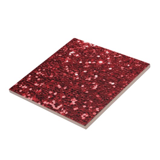 Red Faux Glitter Tegeltje (Zijkant)