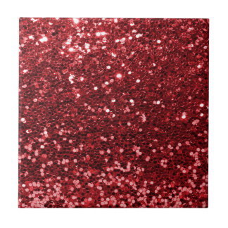 Red Faux Glitter Tegeltje