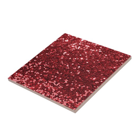 Red Faux Glitter Tegeltje (Zijkant)