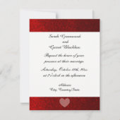 Red Faux Glitter Wedding Invitation Kaart (Voorkant)