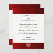 Red Faux Glitter Wedding Invitation Kaart (Voorkant / Achterkant)
