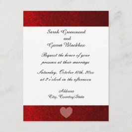 Red Faux Glitter Wedding Invitation Kaart