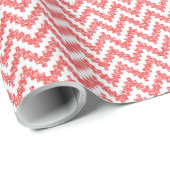 Red Faux Glitter & White Ikat Chevron Cadeaupapier (Rol Hoek)