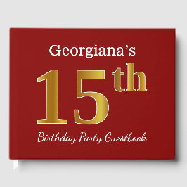 Red, Faux Gold 15th Birthday Party + aangepaste na Gastenboek