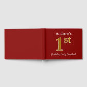 Red, Faux Gold 1st Birthday Party + aangepaste naa Gastenboek (Volledig)