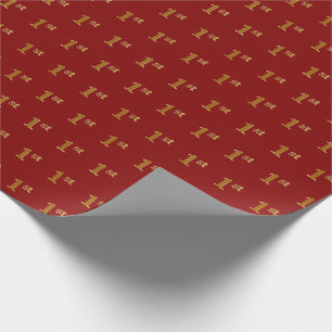 Red, Faux Gold 1st (eerste) gebeurtenis Cadeaupapier