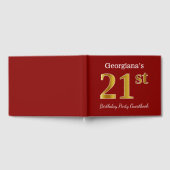 Red, Faux Gold 21st Birthday Party + Custom Name Gastenboek (Volledig)