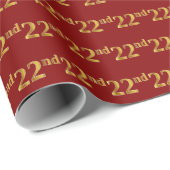 Red, Faux Gold 22e (22e) gebeurtenis Cadeaupapier (Rol Hoek)