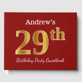 Red, Faux Gold 29th Birthday Party + aangepaste na Gastenboek