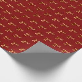 Red, Faux Gold 2de (tweede) gebeurtenis Cadeaupapier