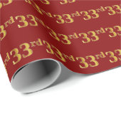 Red, Faux Gold 33e (Dertigderde) gebeurtenis Cadeaupapier (Rol Hoek)