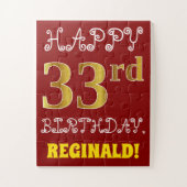 Red, Faux Gold 33rd Birthday + aangepaste naam Puz Legpuzzel (Verticaal)