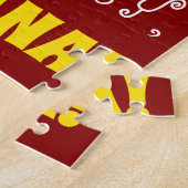 Red, Faux Gold 34th Birthday + Eigen naam Puzzle Legpuzzel (Zijkant)