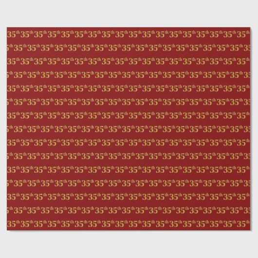 Red, Faux Gold 35th (35th) Event Cadeaupapier (Vlak)