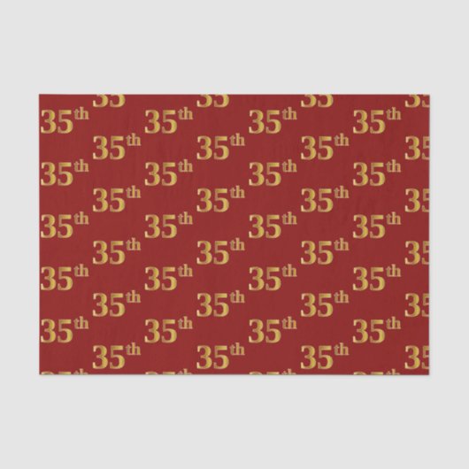 Red, Faux Gold 35th (35th) Event Tissuepapier (Voorkant)