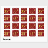 Red, Faux Gold 35th Birthday + Sticker op naam van (Vel)