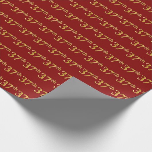 Red, Faux Gold 37th (37th) Event Cadeaupapier (Hoek)