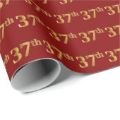 Red, Faux Gold 37th (37th) Event Cadeaupapier (Rol Hoek)