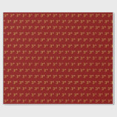 Red, Faux Gold 3de (derde) gebeurtenis Cadeaupapier (Vlak)