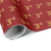 Red, Faux Gold 3de (derde) gebeurtenis Cadeaupapier (Rol Hoek)
