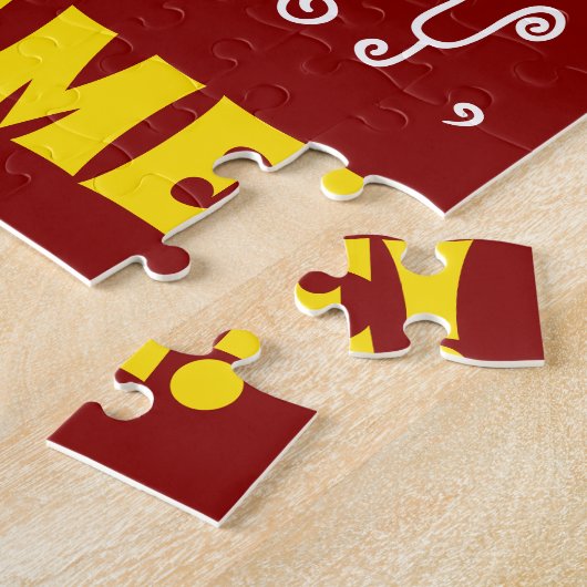 Red, Faux Gold 40th Birthday + aangepaste naam Puz Legpuzzel (Zijkant)