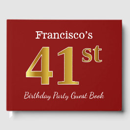 Red, Faux Gold 41st Birthday Party + aangepaste na Gastenboek