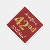 Red, Faux Gold 42e verjaardag + aangepaste naam Servet (Hoek)
