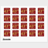Red, Faux Gold 43rd Birthday + Sticker voor aangep (Vel)