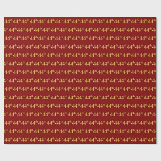 Red, Faux Gold 44th (44e) event Cadeaupapier (Vlak)