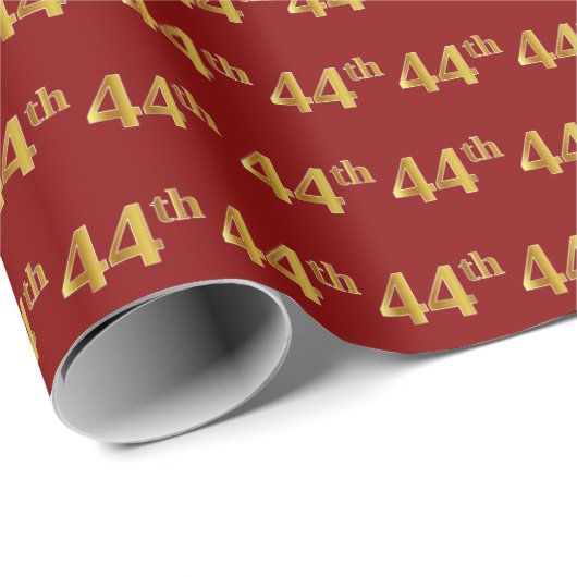 Red, Faux Gold 44th (44e) event Cadeaupapier (Rol Hoek)