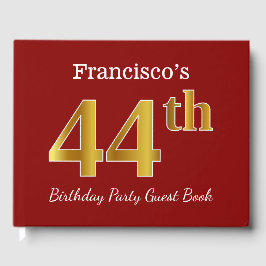 Red, Faux Gold 44th Birthday Party + aangepaste na Gastenboek