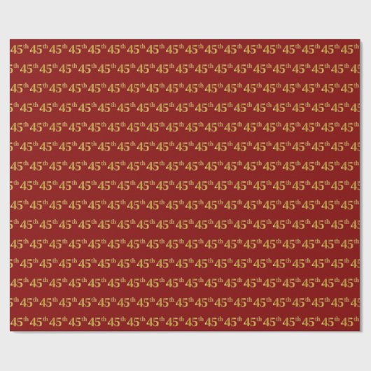 Red, Faux Gold 45th (45e) event Cadeaupapier (Vlak)