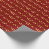 Red, Faux Gold 45th (45e) event Cadeaupapier (Hoek)