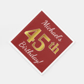 Red, Faux Gold 45th Birthday + aangepaste naam Servetten (Hoek)