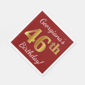 Red, Faux Gold 46th Birthday + aangepaste naam Servet (Hoek)