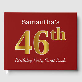Red, Faux Gold 46th Birthday Party + aangepaste na Gastenboek