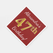 Red, Faux Gold 47th Birthday + aangepaste naam Servet (Hoek)