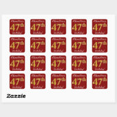 Red, Faux Gold 47th Birthday + Eigen naam Sticker (Vel)