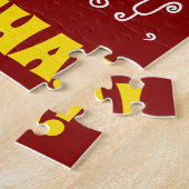 Red, Faux Gold 49th Birthday + Eigen naam Puzzle Legpuzzel (Zijkant)