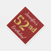 Red, Faux Gold 52e verjaardag + aangepaste naam Servet (Hoek)