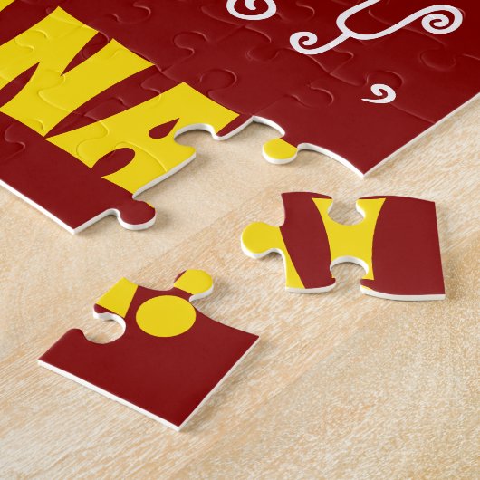 Red, Faux Gold 53rd Birthday + aangepaste naam Puz Legpuzzel (Zijkant)