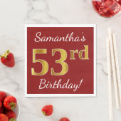 Red, Faux Gold 53rd Birthday + aangepaste naam Servet (Insitu)